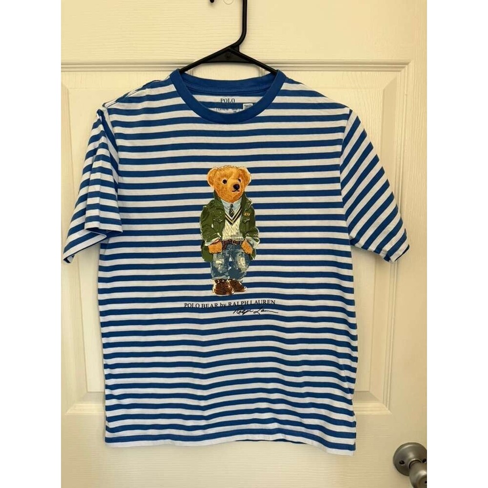Polo Ralph Lauren Polo Bear T-Shirt Boys LG 14-16 Blue Striped